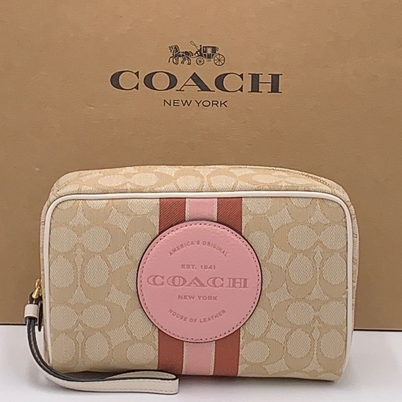 Coach Handbags - COACH Dempsey Boxy Cosmetic Case 20 In Signat  Jacquard & Stripe And Coach Patch